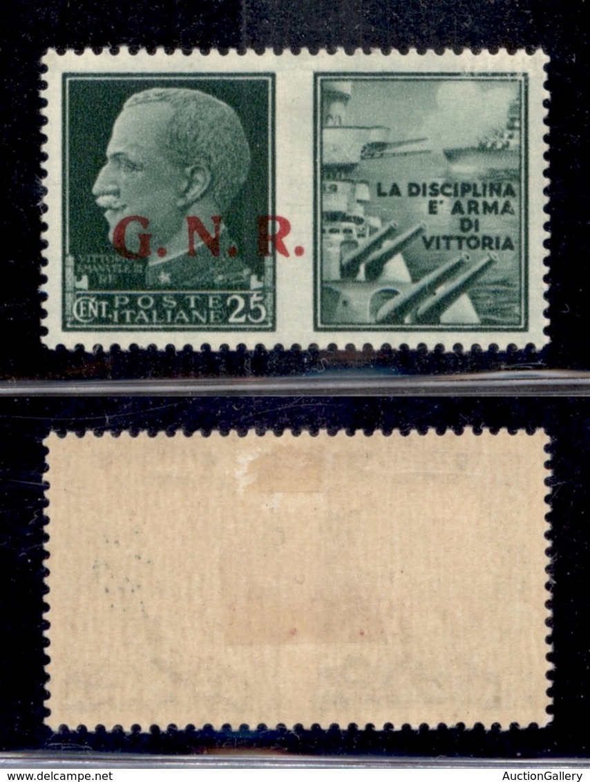 RSI - G.N.R. Brescia - 1943 - Propaganda - 25 Cent Marina (13/Ib) - Soprastampa A Sinistra - Gomma Originale (400) - Altri & Non Classificati