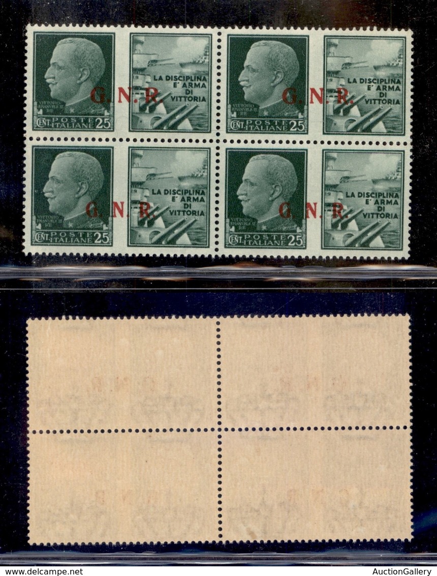 RSI - G.N.R. Brescia - Propaganda Di Guerra - 1943 - 25 Cent Marina (13/I + 13/Ia + 13/II + 13/II) - Trittico In Quartin - Other & Unclassified