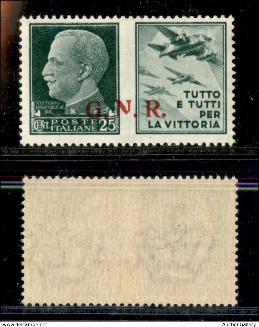 RSI - G.N.R. Brescia - Propaganda Di Guerra - 1943 - 25 Cent Aviazione (15/I) - N Rotta - Gomma Integra - Non Catalogato - Andere & Zonder Classificatie