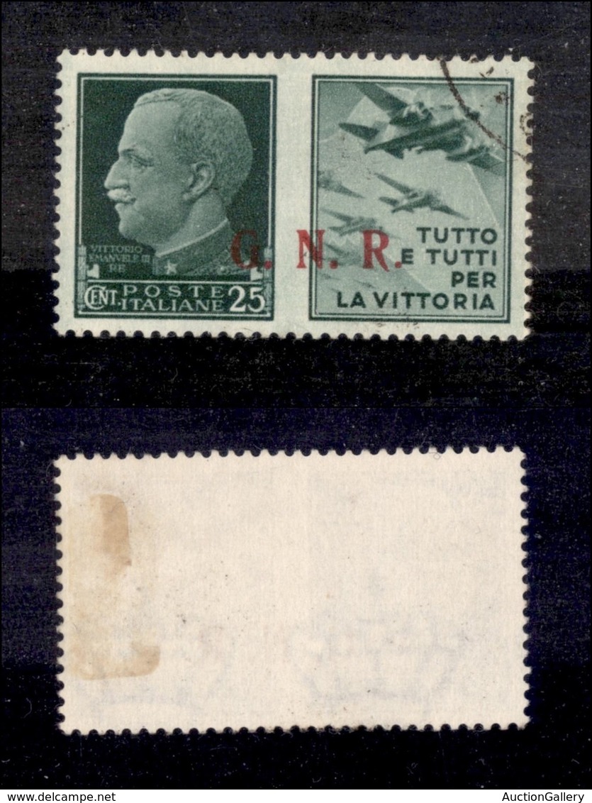RSI - G.N.R. Brescia - Propaganda Di Guerra - 1943 - 25 Cent Aviazione (15/IIef) Usato - Punto Picco Dopo R - Other & Unclassified