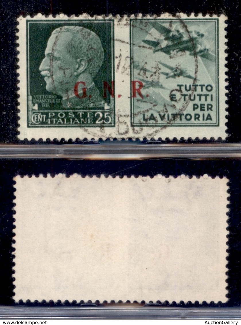 RSI - G.N.R. Brescia - Propaganda Di Guerra - 1943 - 25 Cent Aviazione (15/IIei) Usato - Tre Punti Piccolo - Other & Unclassified