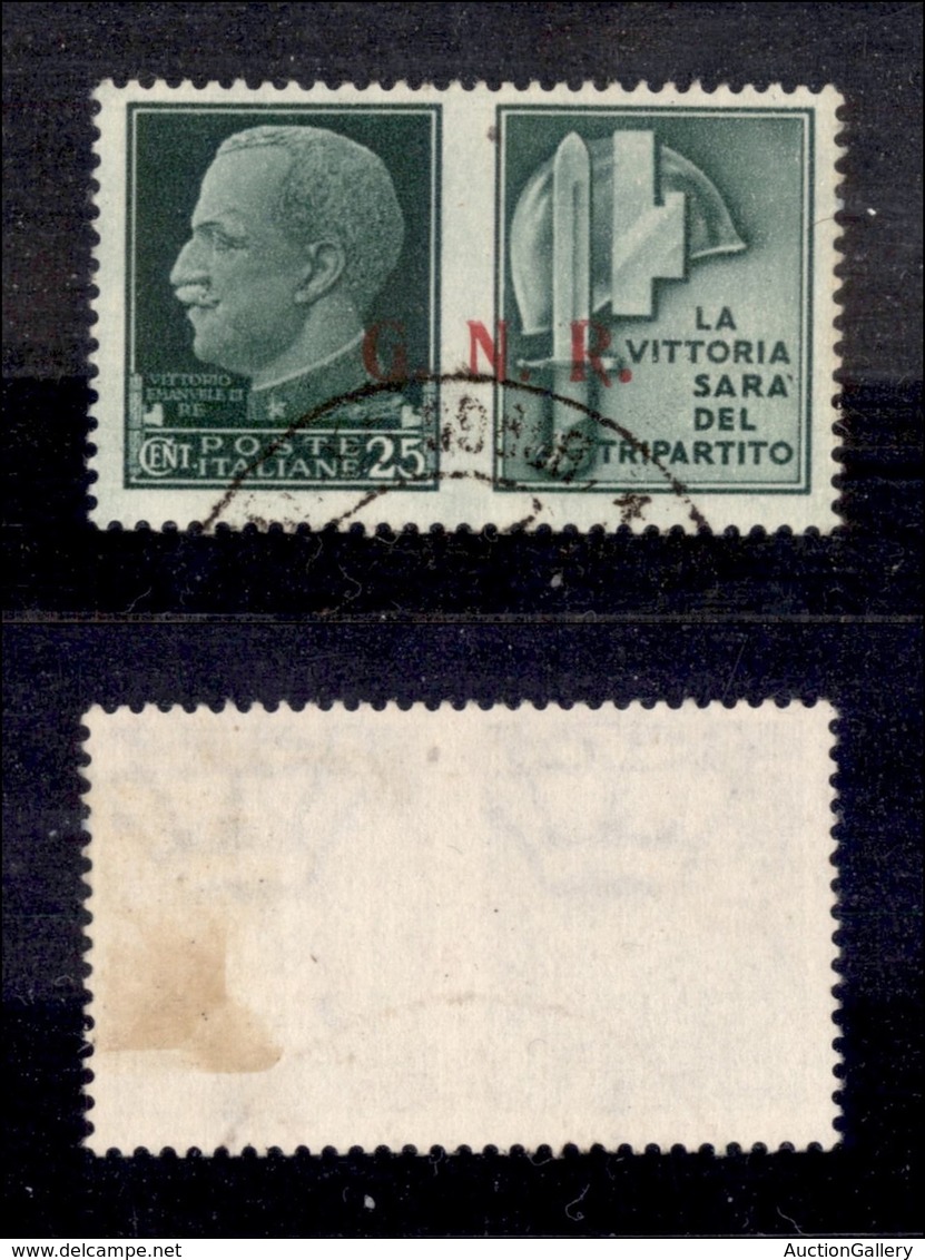 RSI - G.N.R. Brescia - Propaganda Di Guerra - 1943 - 25 Cent Milizia (16/IIee) Usato - Punto Piccolo Dopo N - Sonstige & Ohne Zuordnung