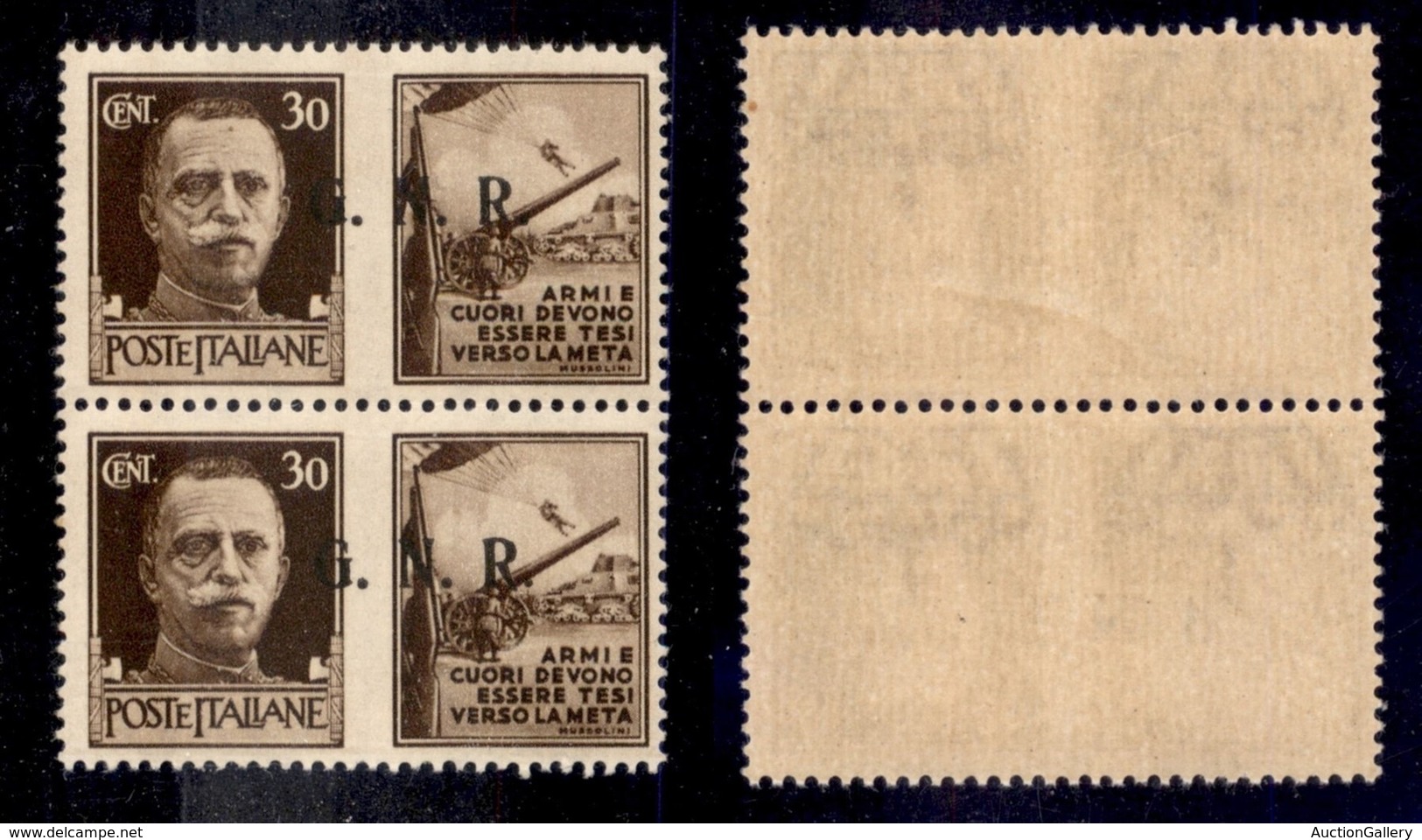 RSI - G.N.R. Brescia - Propaganda Di Guerra - 1943 - 30 Cent Esercito (18/IId + 18/IId Varietà Ef) Coppia Con Soprastamp - Other & Unclassified