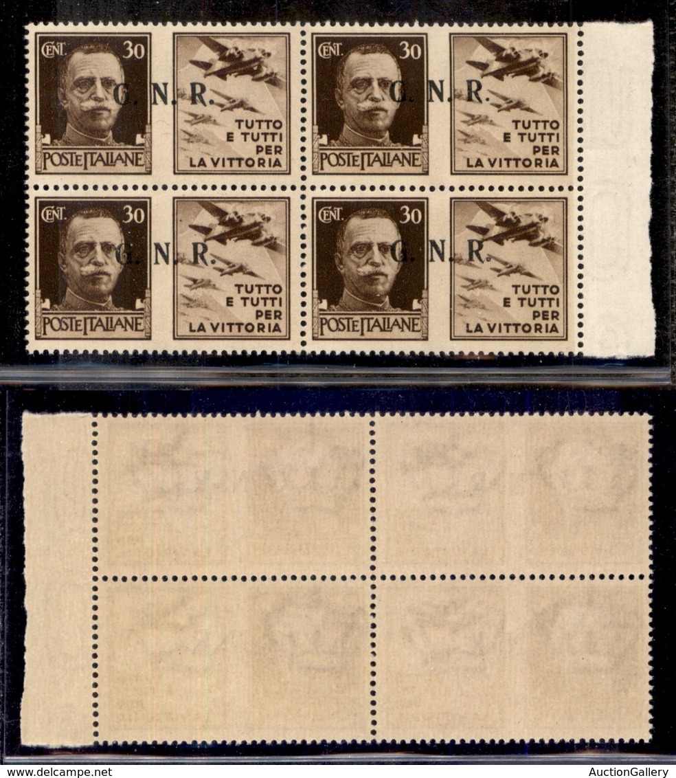 RSI - G.N.R. Brescia - Propaganda Di Guerra - 1943 - 30 Cent Aviazione (19/II) In Quartina (pos. 34/40) - Punto Piccolo  - Other & Unclassified