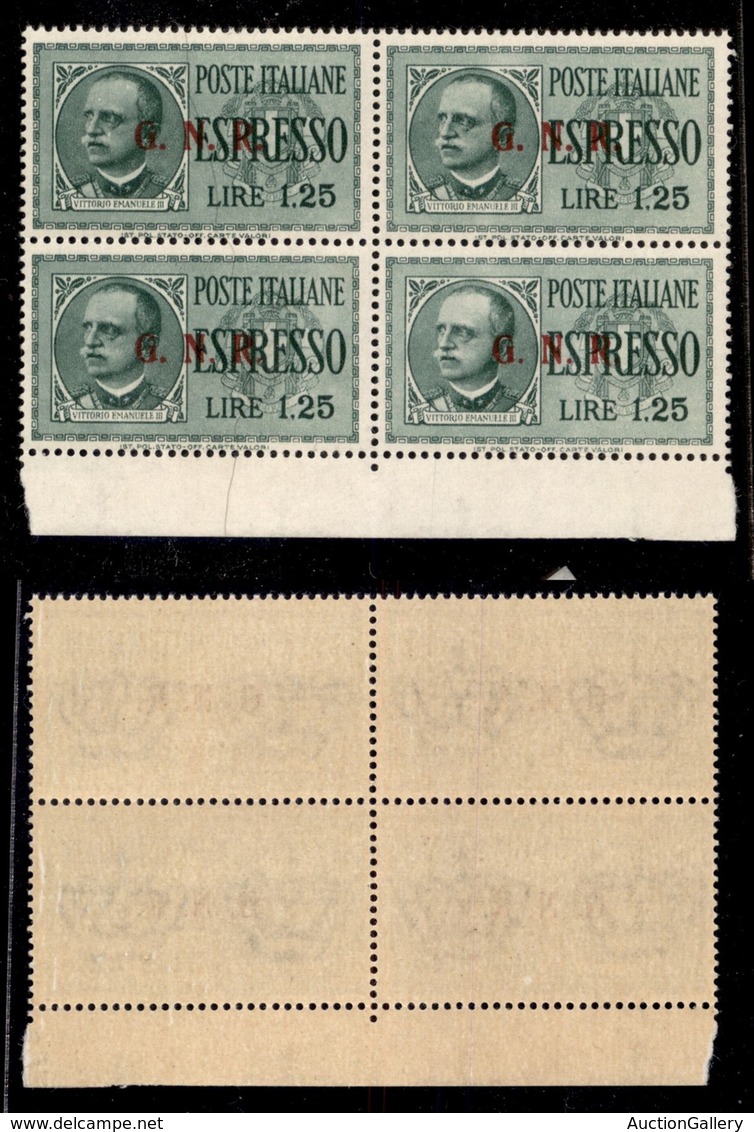 RSI - G.N.R. Brescia - Espressi - 1943 - 1,25 Lire (19/III) In Quartina - Punti Piccoli Dopo NR (m) + Tre Punti Piccoli  - Altri & Non Classificati