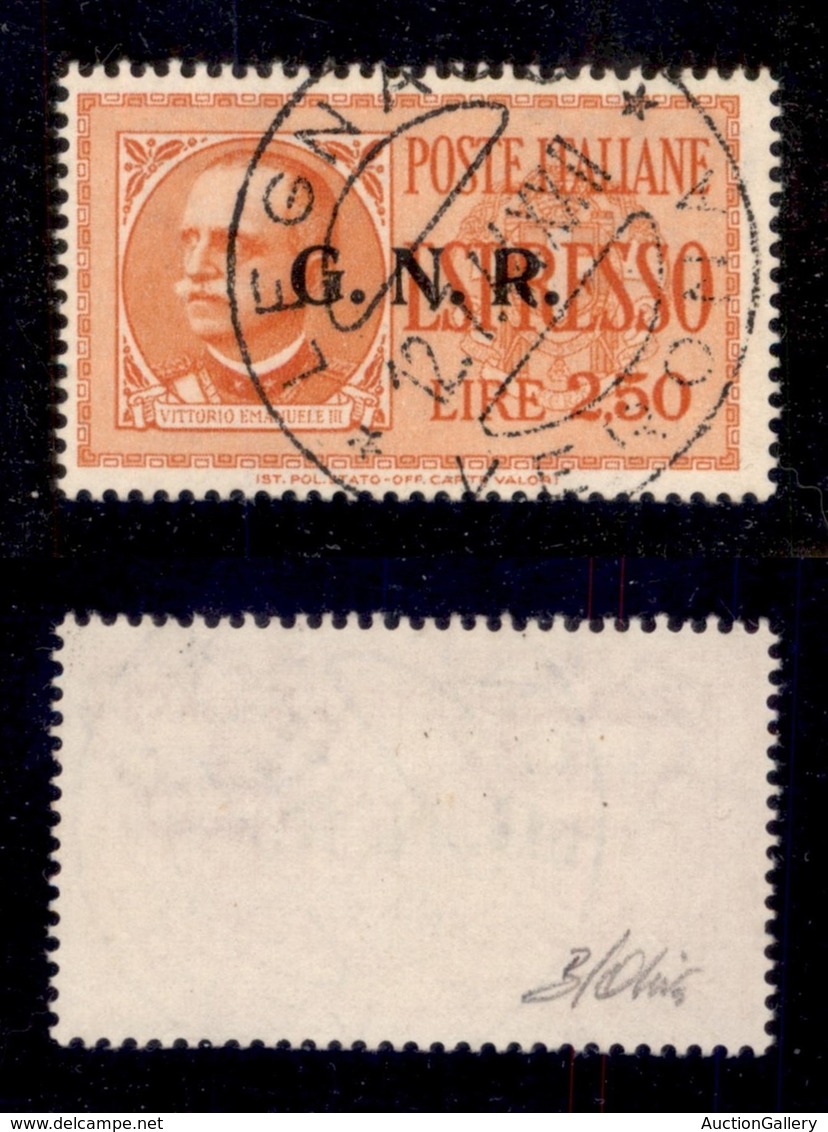 RSI - G.N.R. Brescia - Espressi - 1943 - 2,50 Lire (20/IIg) Usato A Legnago - Punti Grossi - Oliva - Andere & Zonder Classificatie