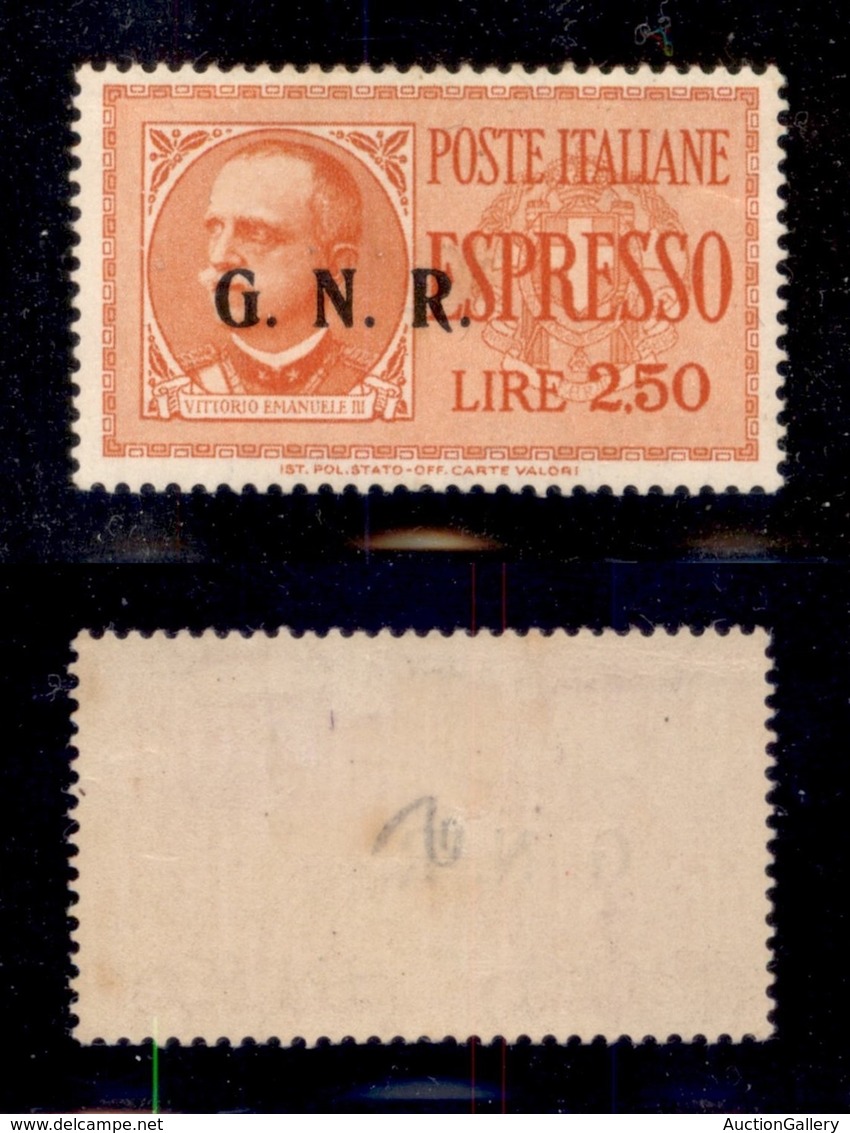 RSI - G.N.R. Brescia - Espressi - 1943 - 2,50 Lire (20/IIIb Varietà N) - Soprastampa Sull’effigie Con Punti Piccoli - Go - Andere & Zonder Classificatie