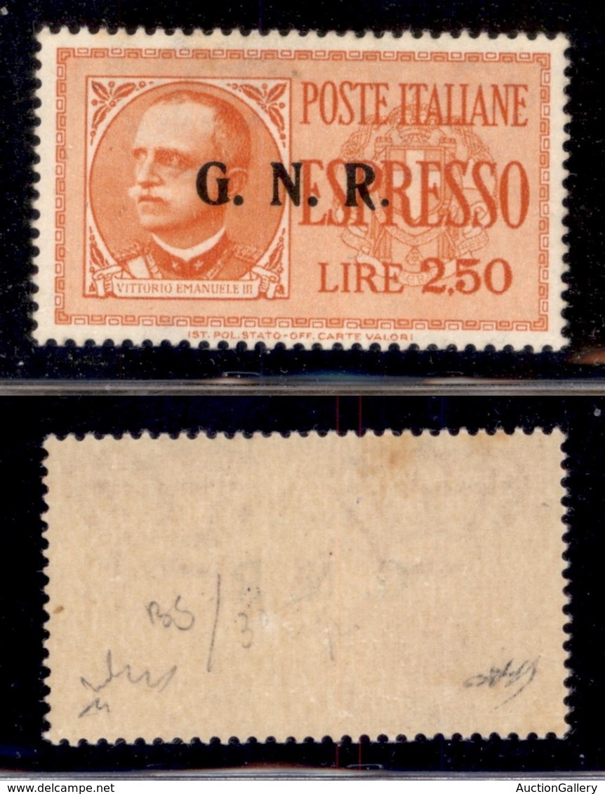 RSI - G.N.R. Brescia - Espressi - 1943 - 2,50 Lire (20/IIIk) - Punto Piccolo Dopo R - Gomma Integra - Chiavarello (1.200 - Andere & Zonder Classificatie