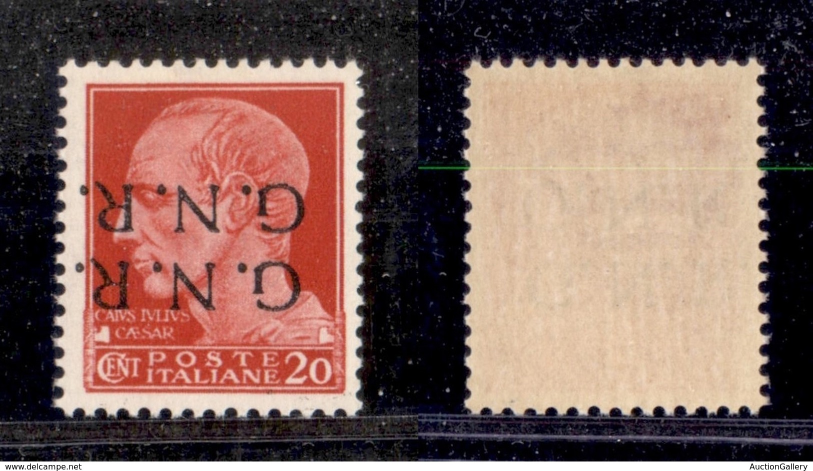 RSI - G.N.R. Verona - 1944 - 20 Cent (473c) Doppia Soprastampa Capovolta - Gomma Integra - Cert. AG (650) - Andere & Zonder Classificatie