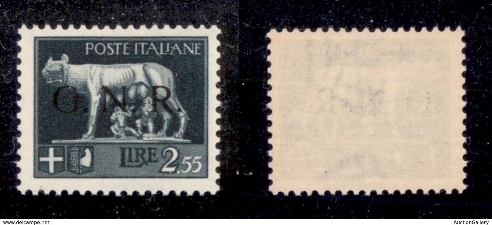 RSI - G.N.R. Verona - 1944 - Errore Di Colore - 2,55 Lire (483A) Con Soprastampa Nera - Gomma Integra - Cert. AG (1.000) - Andere & Zonder Classificatie