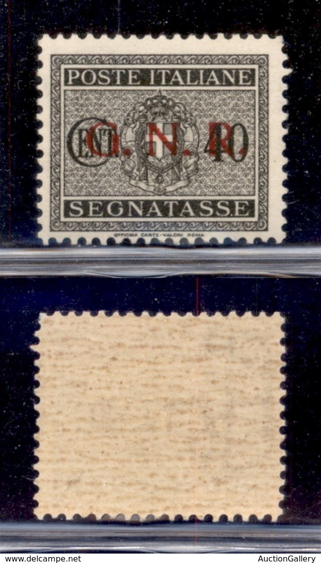 RSI - G.N.R. Verona - Segnatasse - 1944 - 40 Cent (52 Varietà) - Punto Grosso Dopo G - Gomma Integra - Non Catalogato -  - Altri & Non Classificati