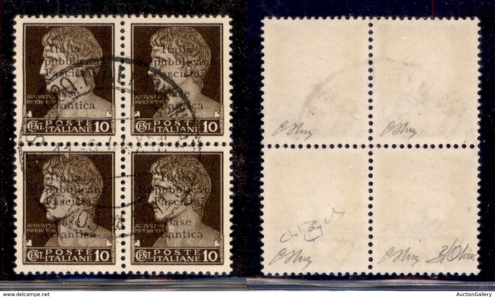 Emissioni Locali - Base Atlantica - 1943 - 10 Cent (6/6g) - Quartina Usata - Oliva - Andere & Zonder Classificatie