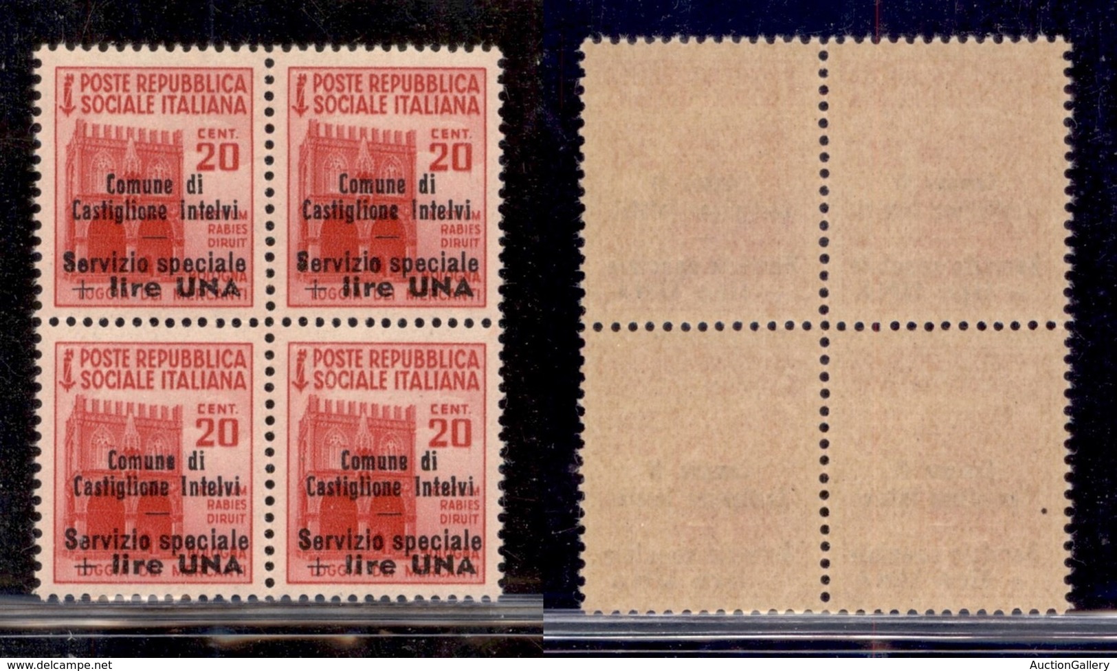 Emissioni Locali - Castglione D'Intelvi - 1945 - 20 Cent + 1 Lira (5) In Quartina - Gomma Integra (500) - Sonstige & Ohne Zuordnung