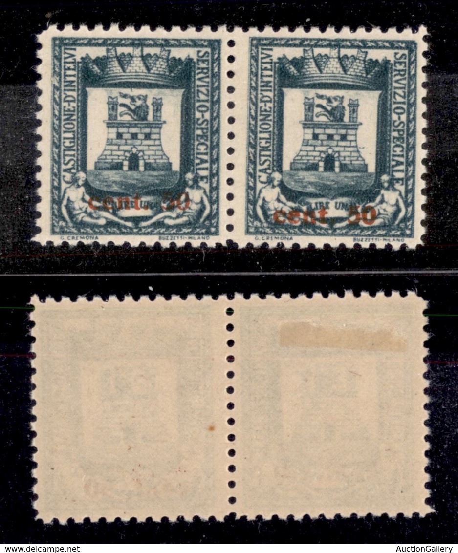 Emissioni Locali - Castglione D'Intelvi - 1945 - 50 Cent Su 1 Lira (18) - Coppia Con Soprastampe Disallineate - Gomma Or - Sonstige & Ohne Zuordnung