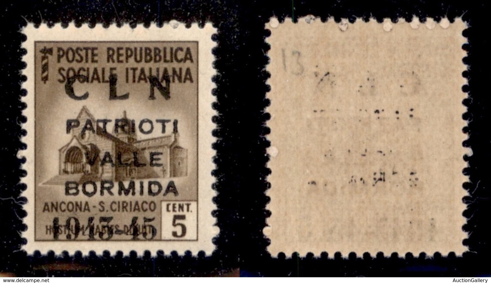 C.L.N. - Valle Bormida - 1945 - Soprastampa Modificata - 5 Cent (1A) - Gomma Integra - Cert. AG (4.500) - Other & Unclassified
