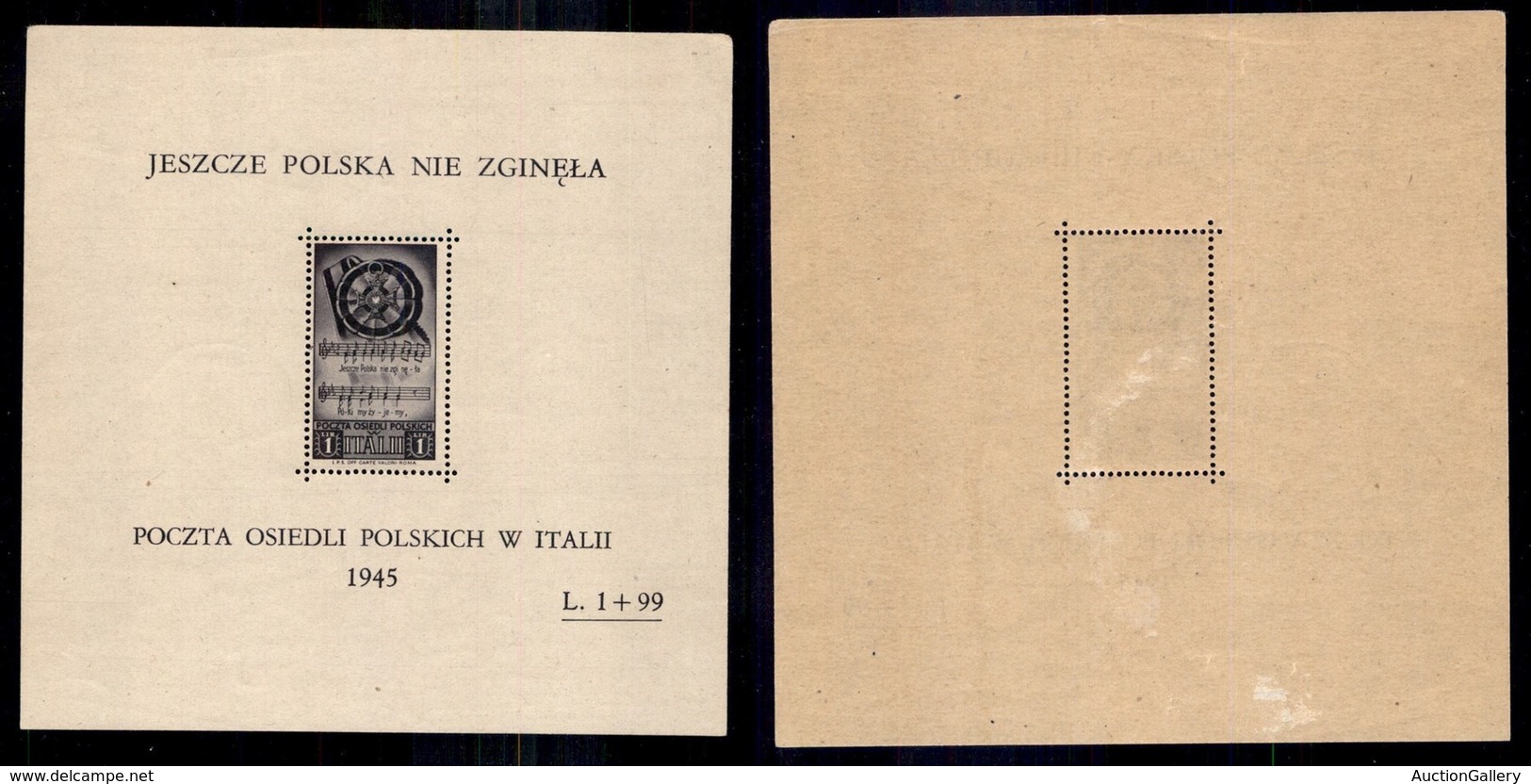 Corpo Polacco - 1946 - Foglietto 1 Lira +99 (2) - Gomma Originale Con Punti Chiari - Da Esaminare - Andere & Zonder Classificatie