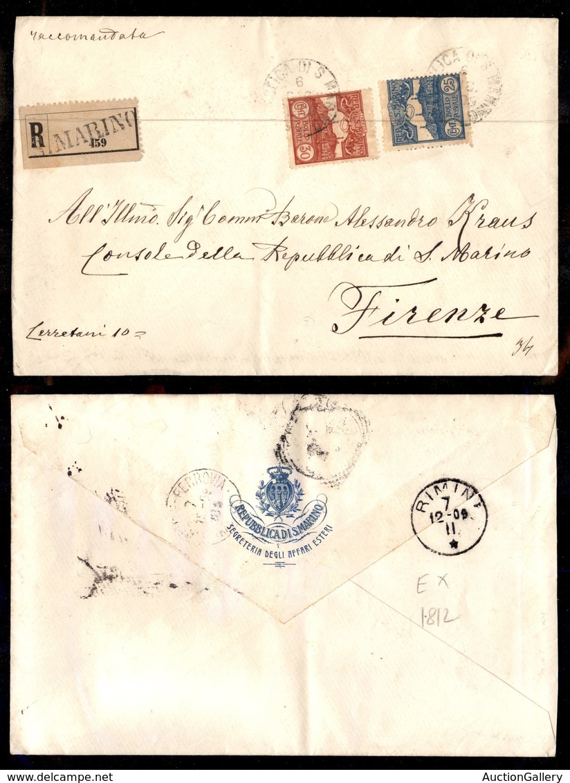 SAN MARINO - 25 Cent (38) + 30 Cent (39) - Raccomandata Per Firenze Del 6.12.09 (180) - Autres & Non Classés