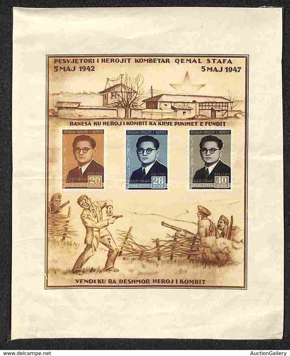 ALBANIA - 1947 - Foglietto Quetal Stafa (Block 4) - Leggera Piega Orizzontale - Nuovo Senza Gomma (130) - Sonstige & Ohne Zuordnung