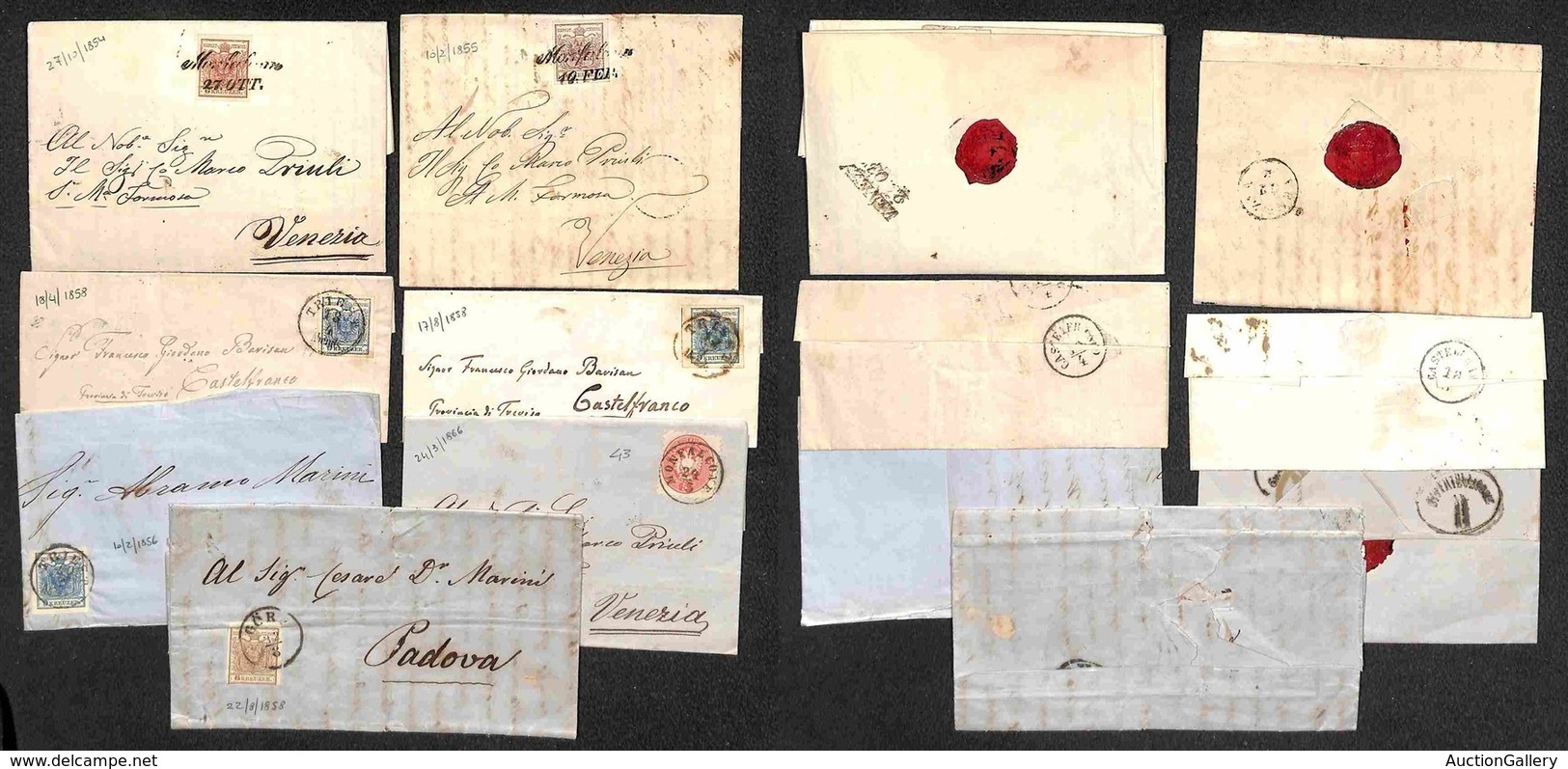 AUSTRIA - 1854/1866 - Piccolo Insieme Di 7 Lettere Con Annullamenti Dei Territori Italiani - Da Esaminare - Andere & Zonder Classificatie