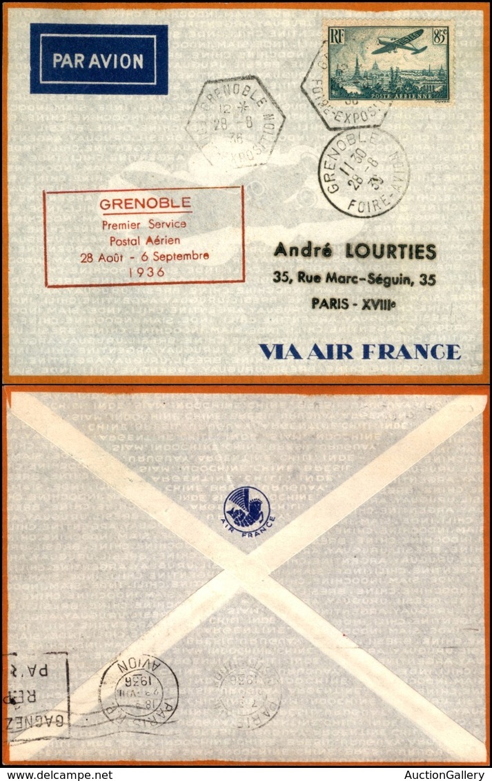 FRANCIA - 1936 (28 Agosto) - Grenoble/Primo Servizio Postale Aereo - Aerogramma Per Parigi - Andere & Zonder Classificatie