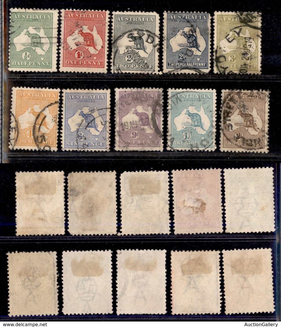 AUSTRALIA - 1913 - Canguro (4/9 + 11/14) - 10 Valori Della Serie Usati (150+) - Other & Unclassified