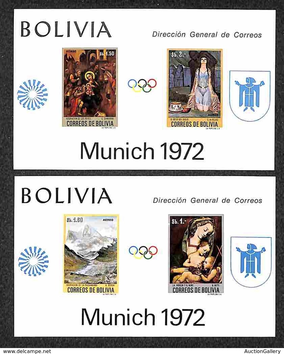 BOLIVIA - 1972 - Foglietti Dipinti Con Simbolo Munich ‘72 (Block 34/35) - 2 Foglietti - Gomma Integra (110) - Andere & Zonder Classificatie