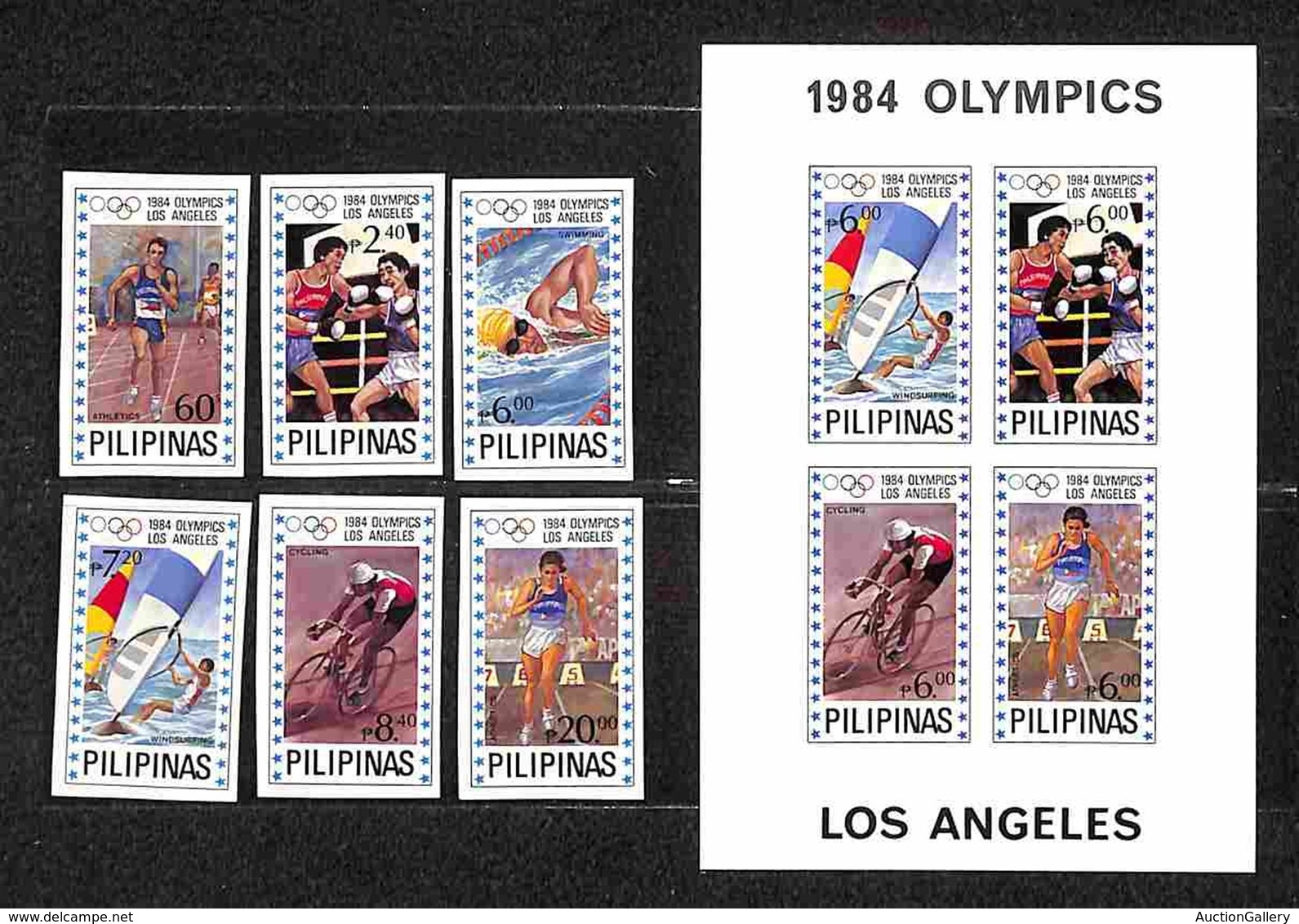 FILIPPINE - 1984 - Olimpiadi Los Angeles (1604/1609 + Block 25) - Serie Completa + Foglietto - Non Dentellati - Gomma In - Andere & Zonder Classificatie