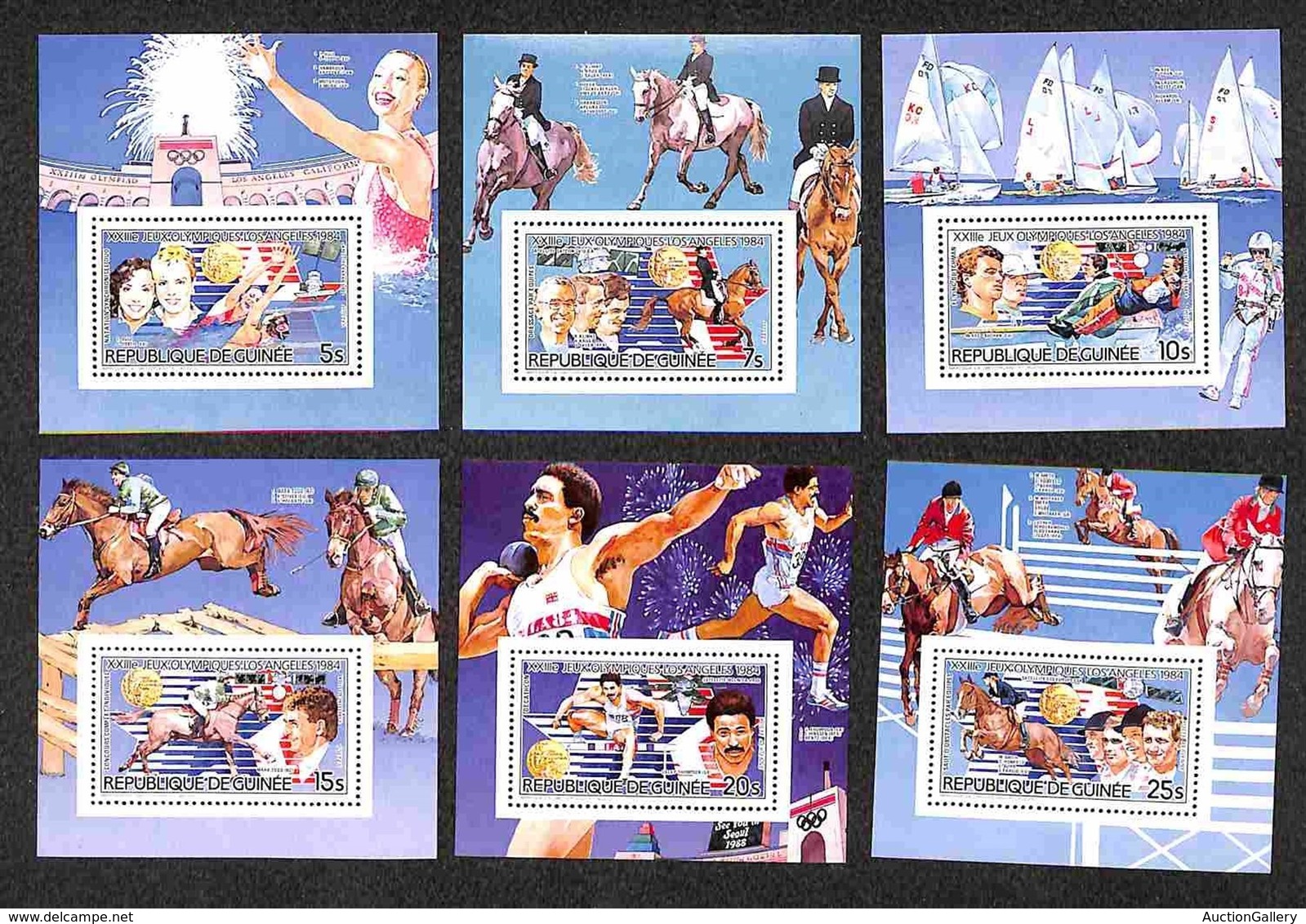 GUINEA - 1985 - Foglietti Medaglie Olimpiadi Los Angeles (Block 122/127) - Serie Completa - Gomma Integra (60) - Sonstige & Ohne Zuordnung