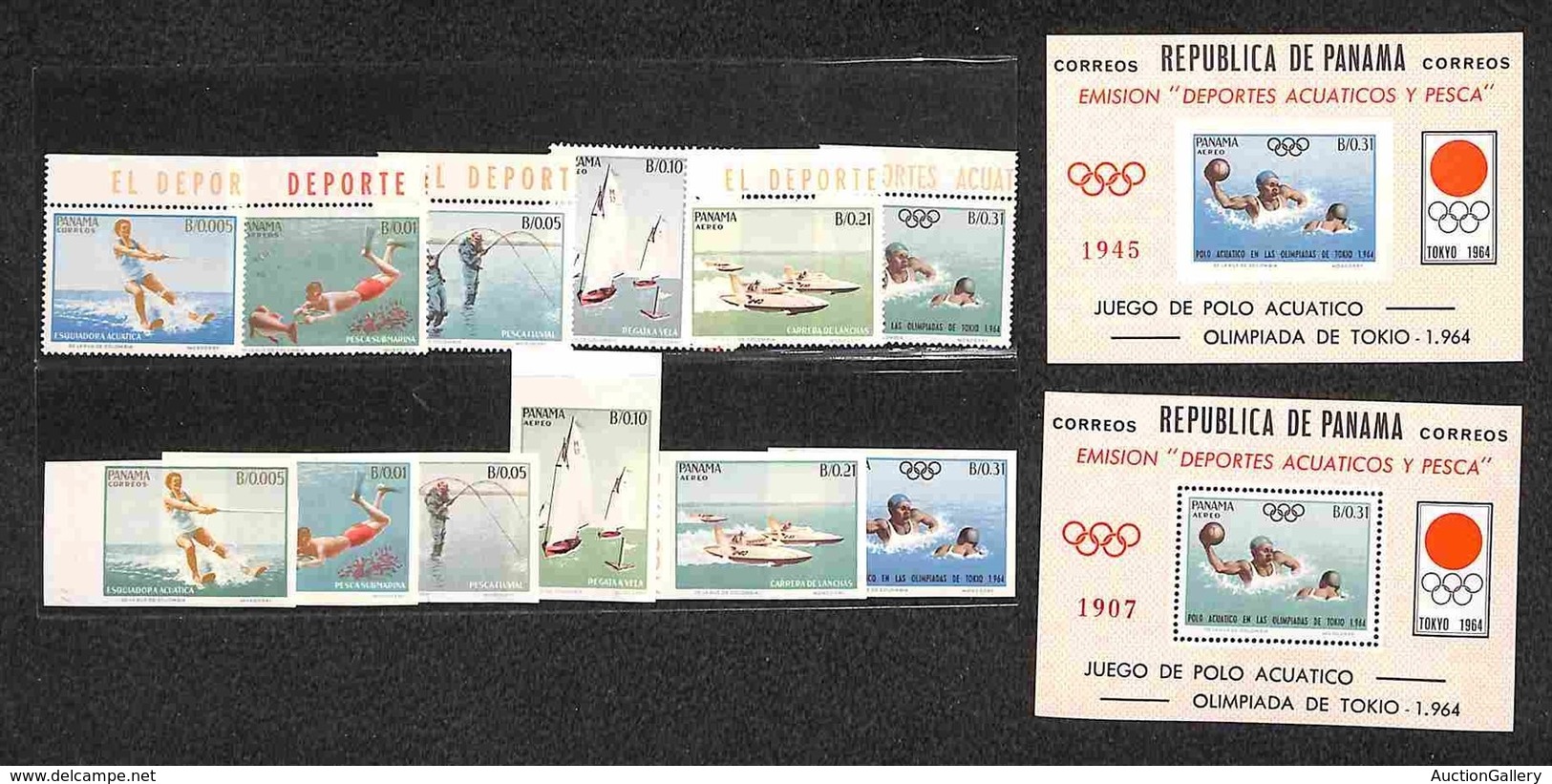 PANAMA - 1964 - Olimpiadi Tokyo II (734/739 + 740/745 + Block 21/22) - 2 Serie Complete Dentellate E Non + 2 Foglietti D - Other & Unclassified