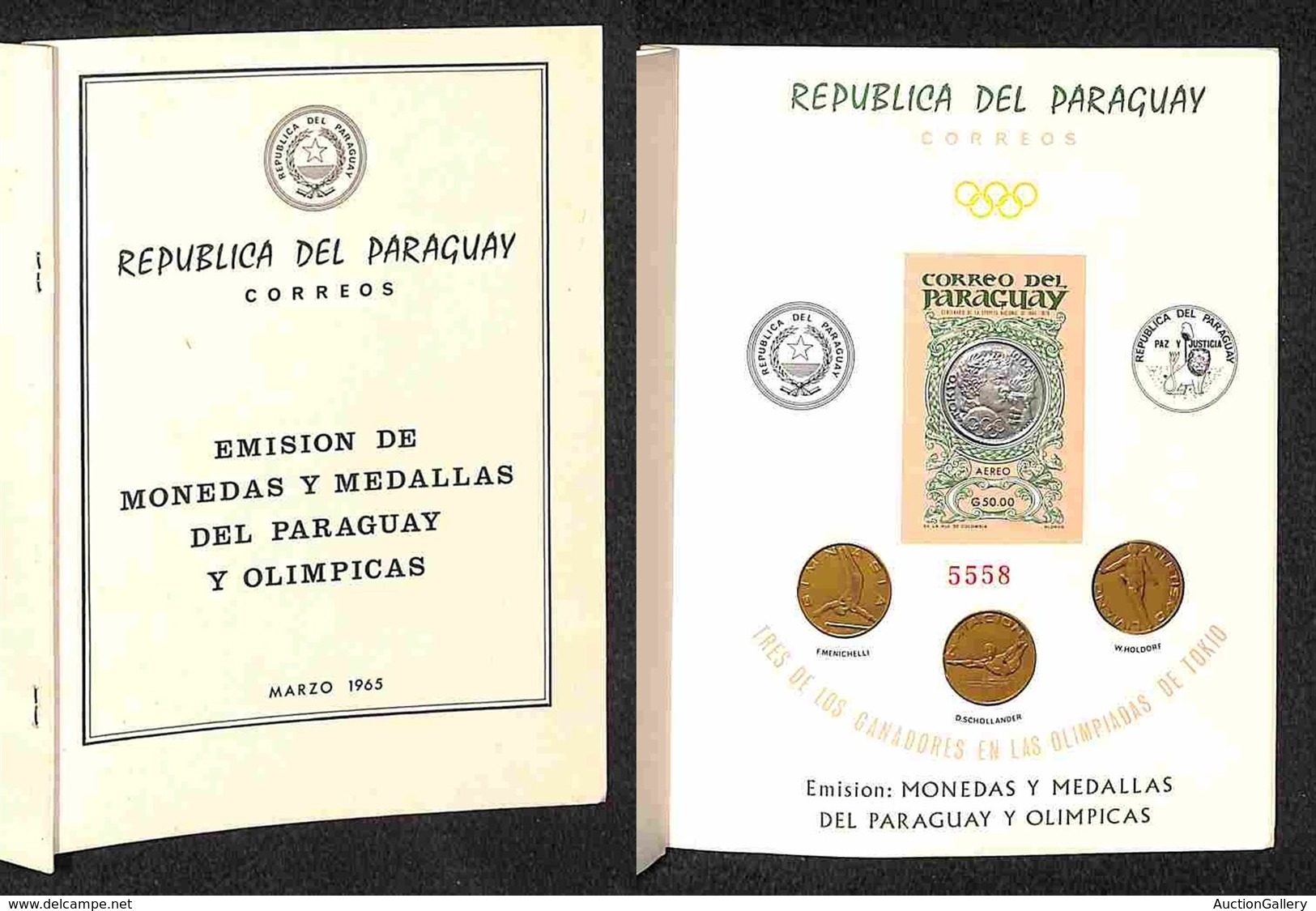 PARAGUAY - 1965 - Foglietto Monete E Medaglie Olimpiadi (Block 68II) - Libretto Originale - Gomma Integra - Other & Unclassified