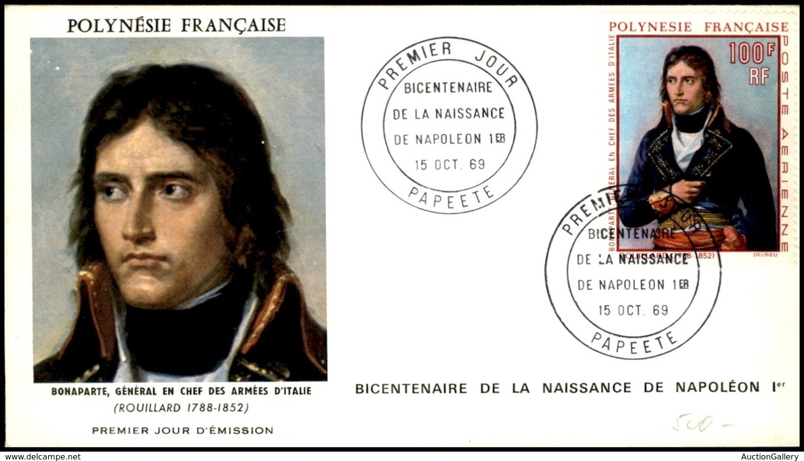 POLINESIA FRANCESE - 1969 - 100 Fr Bicentenario Napoleone (100) - FDC 15.10.69 - Sonstige & Ohne Zuordnung