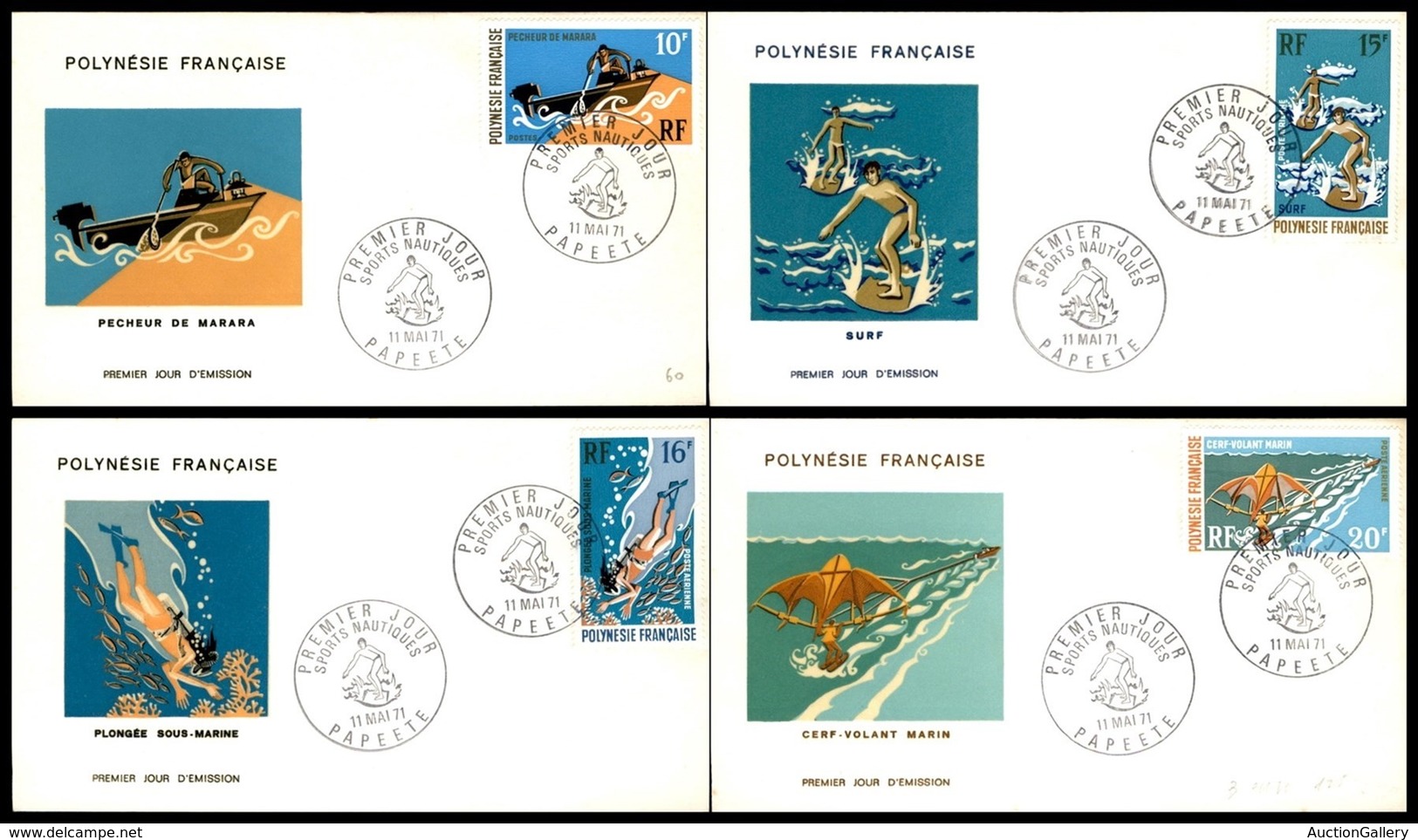 POLINESIA FRANCESE - 1971 - Pescatori (129/132) - Serie Completa - 4 FDC 11.5.71 - Sonstige & Ohne Zuordnung