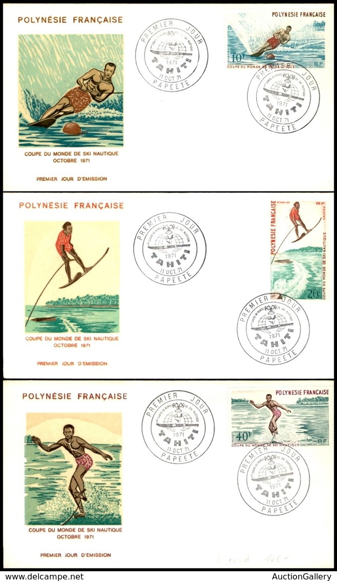 POLINESIA FRANCESE - 1971 - Sci Nautico (140/142) - Serie Completa - 3 FDC 11.10.71 - Sonstige & Ohne Zuordnung