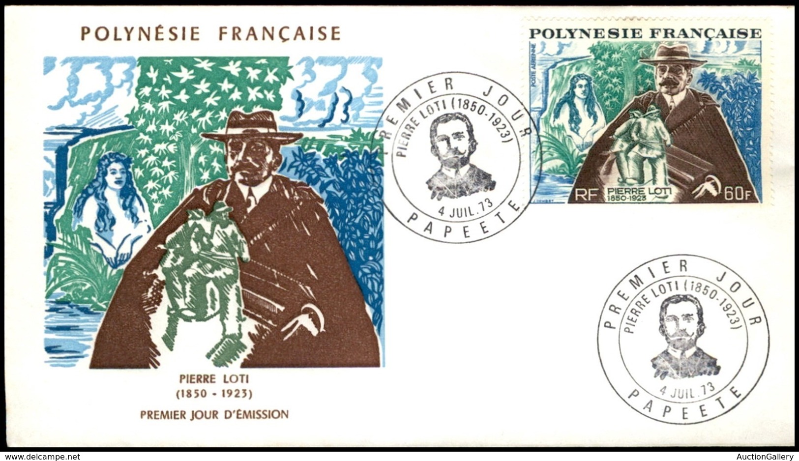 POLINESIA FRANCESE - 1973 - 60 Fr Pierre Loti (168) - FDC 4.7.73 - Other & Unclassified