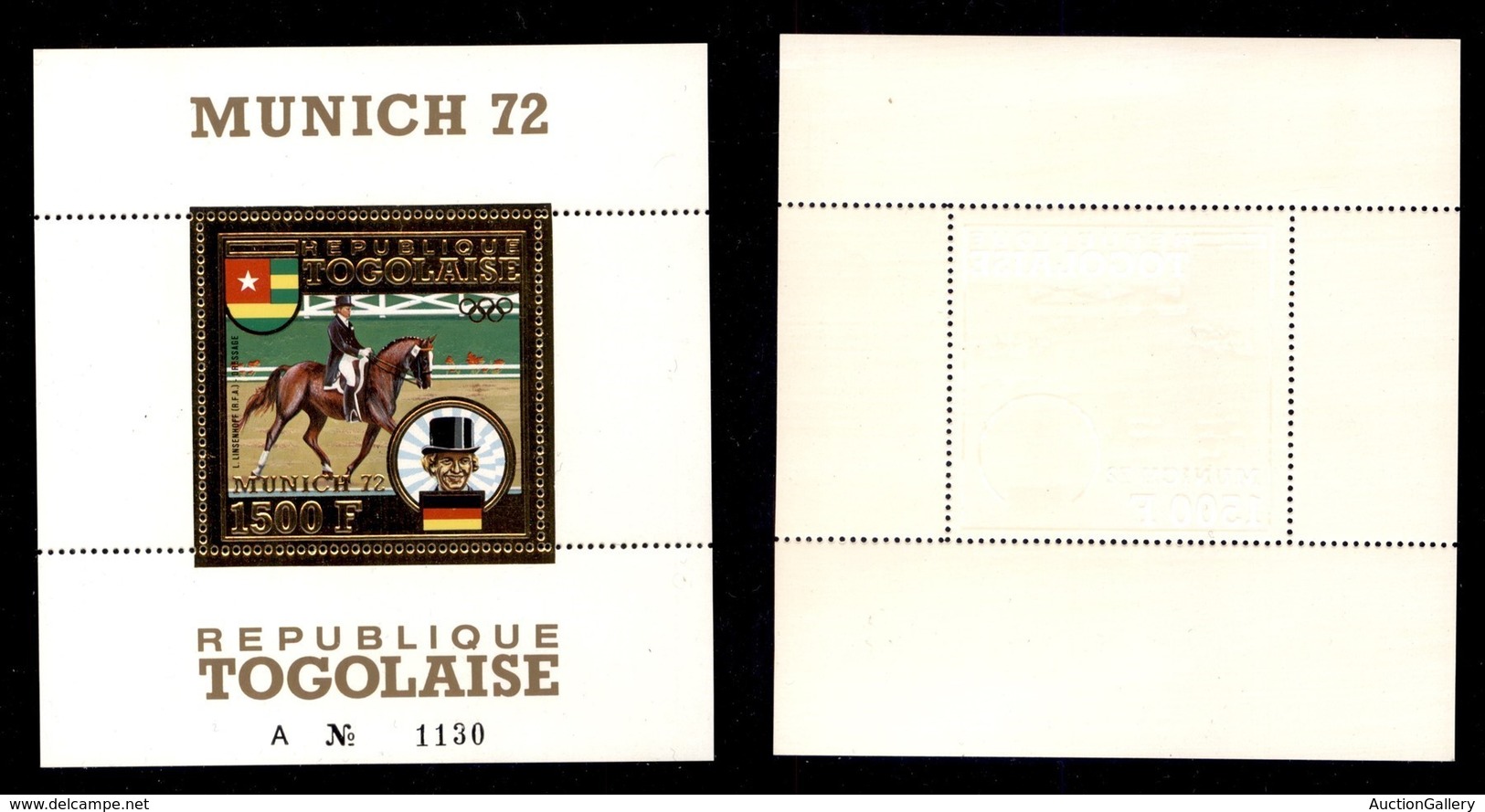 TOGO - 1973 - 1500 Franchi Linsenhoff Vincitori Medaglie Olimpiadi Monaco (Block 71A) - Gomma Integra (170) - Sonstige & Ohne Zuordnung