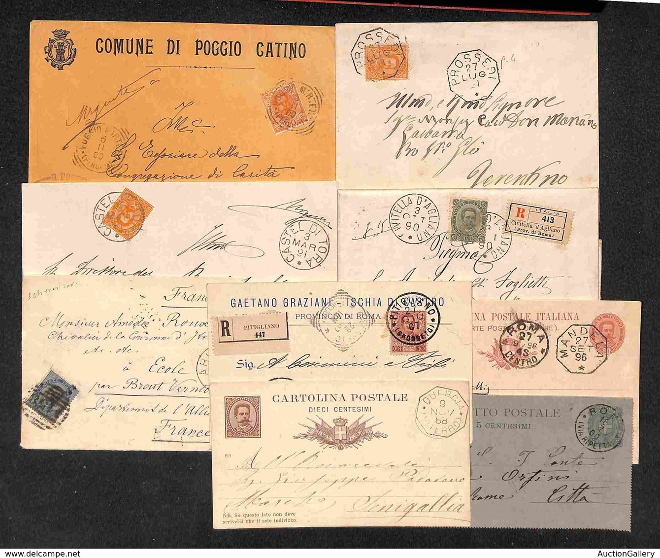 REGNO - 1887/1907 - Piccolo Insieme Di 5 Buste + 4 Interi Postali Del Periodo Tutti Con Diversi Annulli - Merita Esame - Other & Unclassified