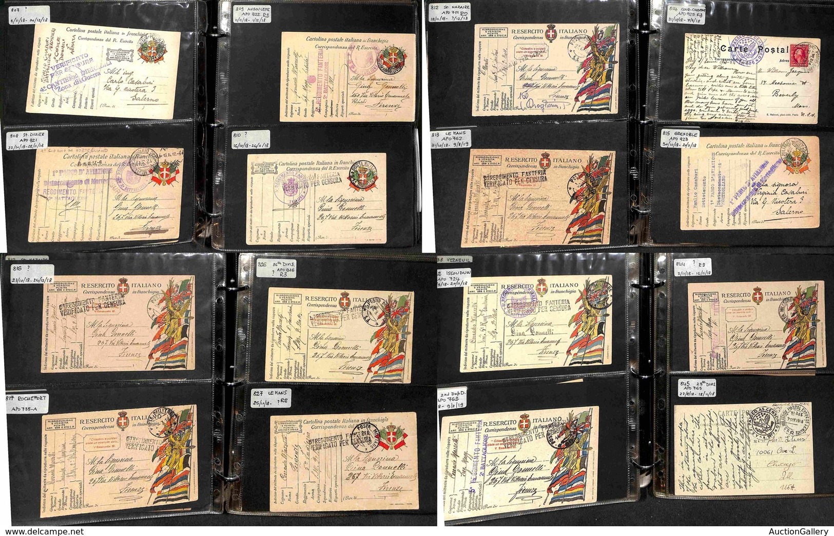POSTA MILITARE - 1915/1920 - Lotto Di 89 Oggetti Postali Della I Guerra Mondiale In Album A Tasche - Da Esaminare - Sonstige & Ohne Zuordnung