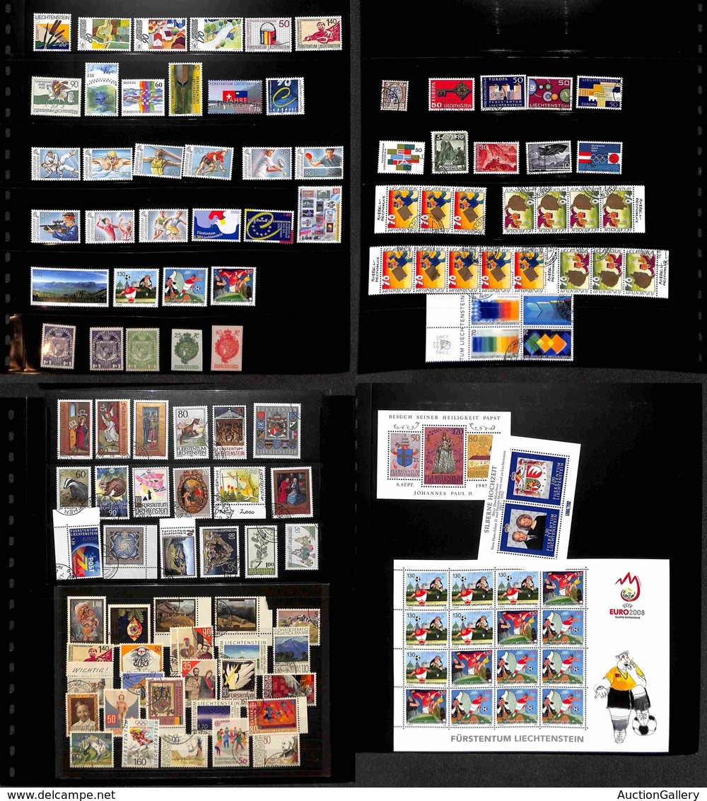 LIECHTENSTEIN - 1920/2008 - Collezione Di Valori Serie Complete Minifogli E Foglietti Del Periodo In 9 Pagine Di Raccogl - Sonstige & Ohne Zuordnung