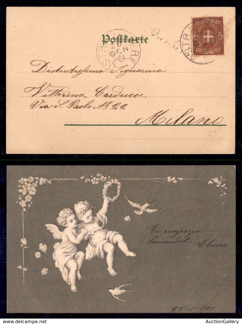 Regno - Posta Ordinaria - Barbera (pti 5) - 2 Cent (66) Su Cartolina Per Milano Del 26.1.01 - Sonstige & Ohne Zuordnung