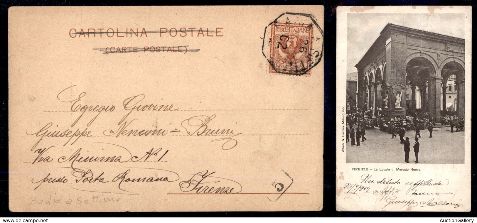 Regno - Posta Ordinaria - Badia A Settimo (pti 7) - 2 Cent (69) Su Cartolina Per Firenze Del 26.9.02 - Altri & Non Classificati