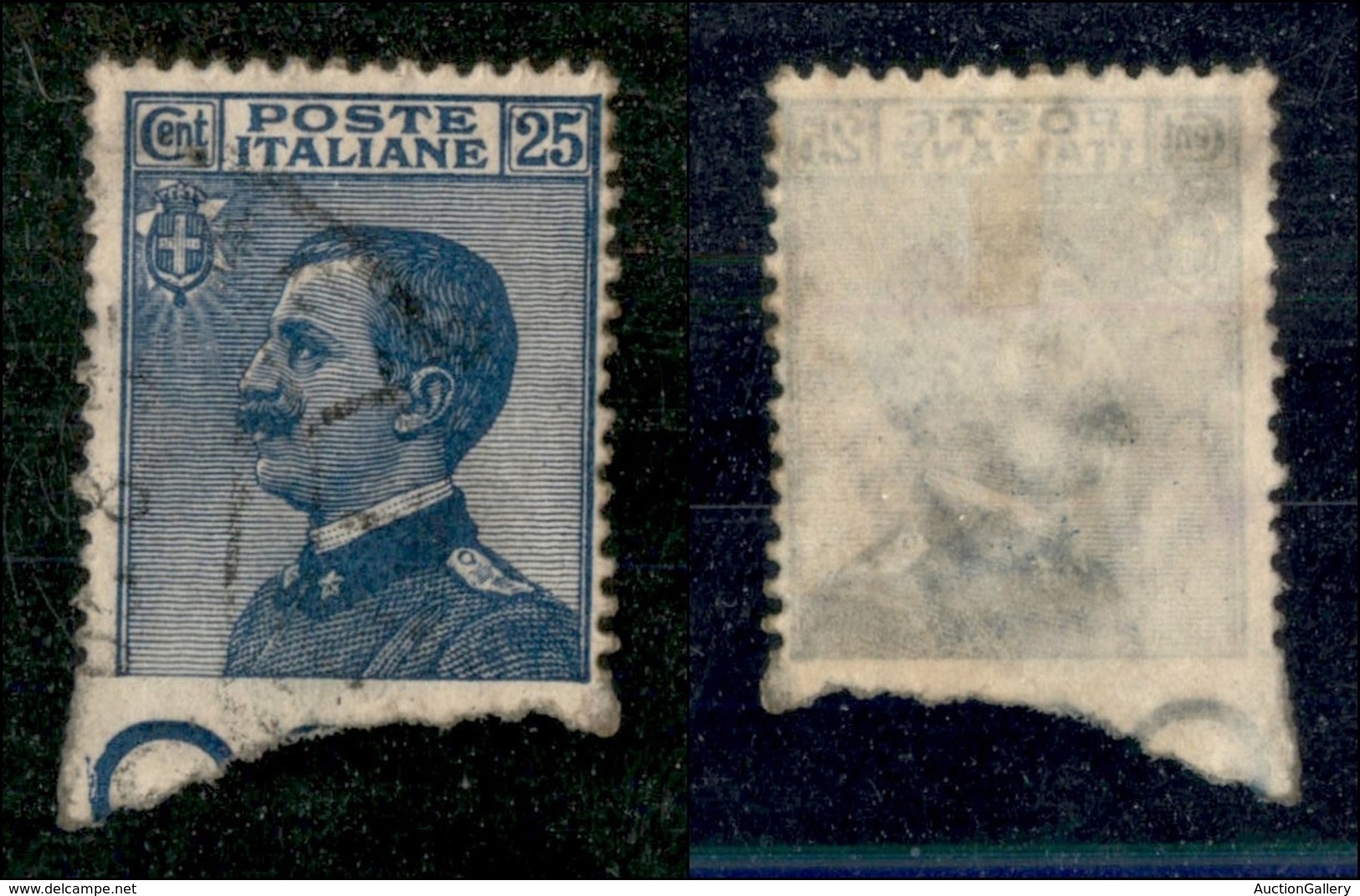 Regno - Posta Ordinaria - 1908 - 25 Cent Michetti (83 Varieta G) Usato - Non Dentellato In Basso Con Parte Del  Bordo Di - Other & Unclassified