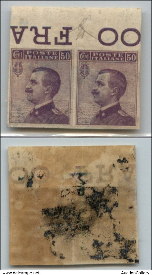 Regno - Posta Ordinaria - 1908 – 50 Cent Michetti (85e) – Coppia Non Dentellata Bordo Foglio – Gomma Originale – Diffuse - Altri & Non Classificati