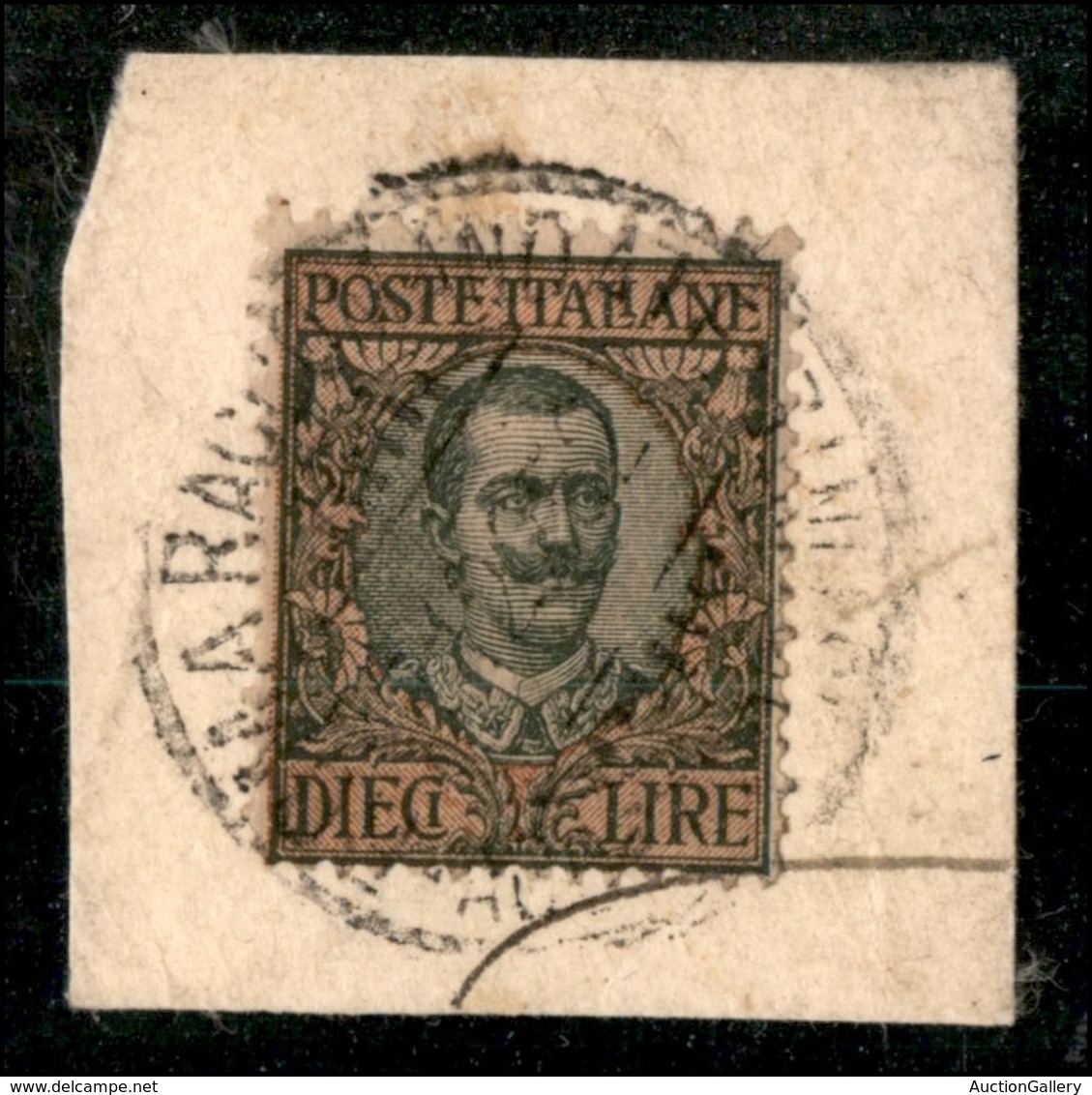 Regno - Posta Ordinaria - 1910 – 10 Lire Floreale (91) Su Frammento (225) - Sonstige & Ohne Zuordnung