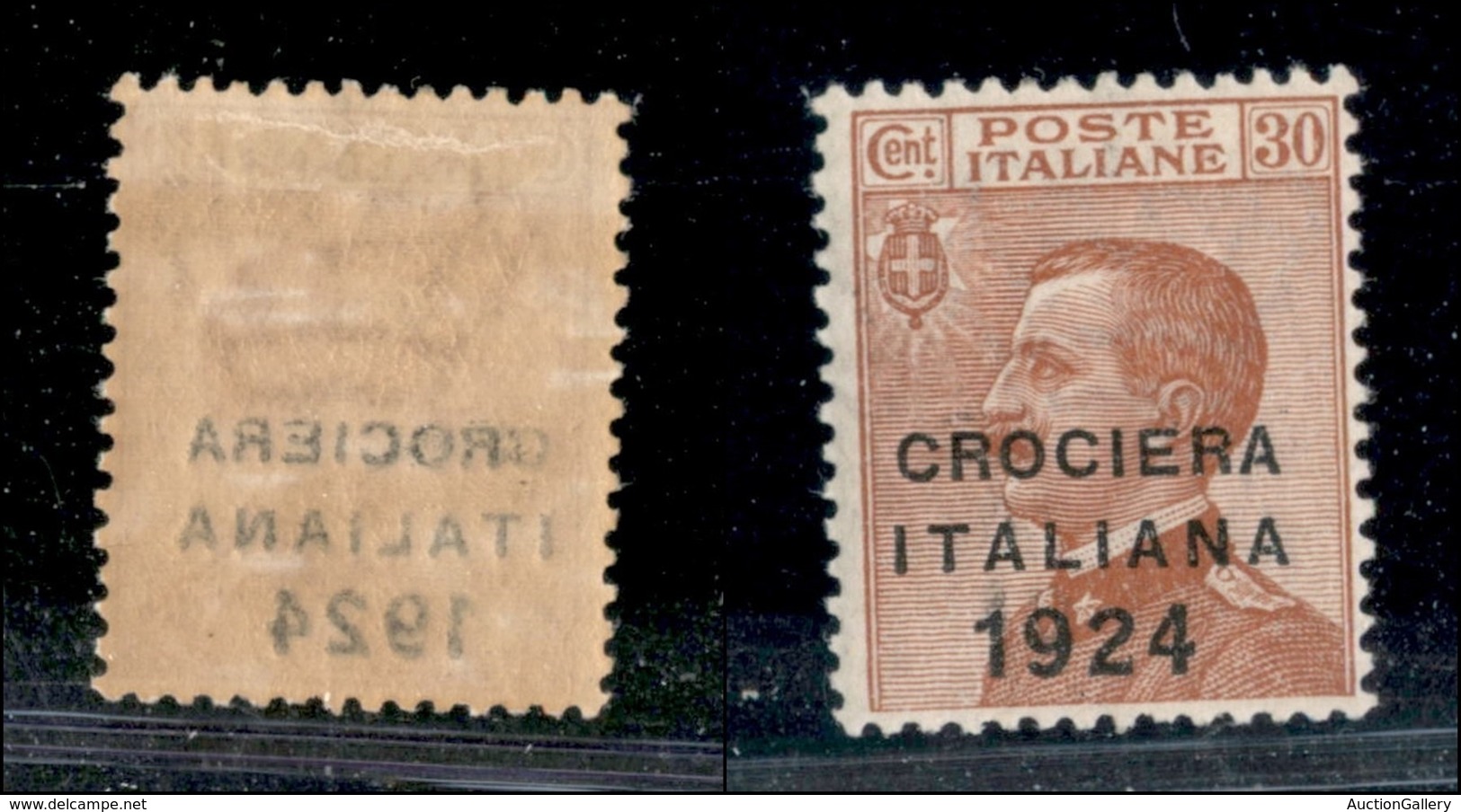 Regno - Posta Ordinaria - 1924 - 30 Cent Crociera (163 Varieta F) - Leggero Decalco - Gomma Originale - Non Catalogato - Other & Unclassified