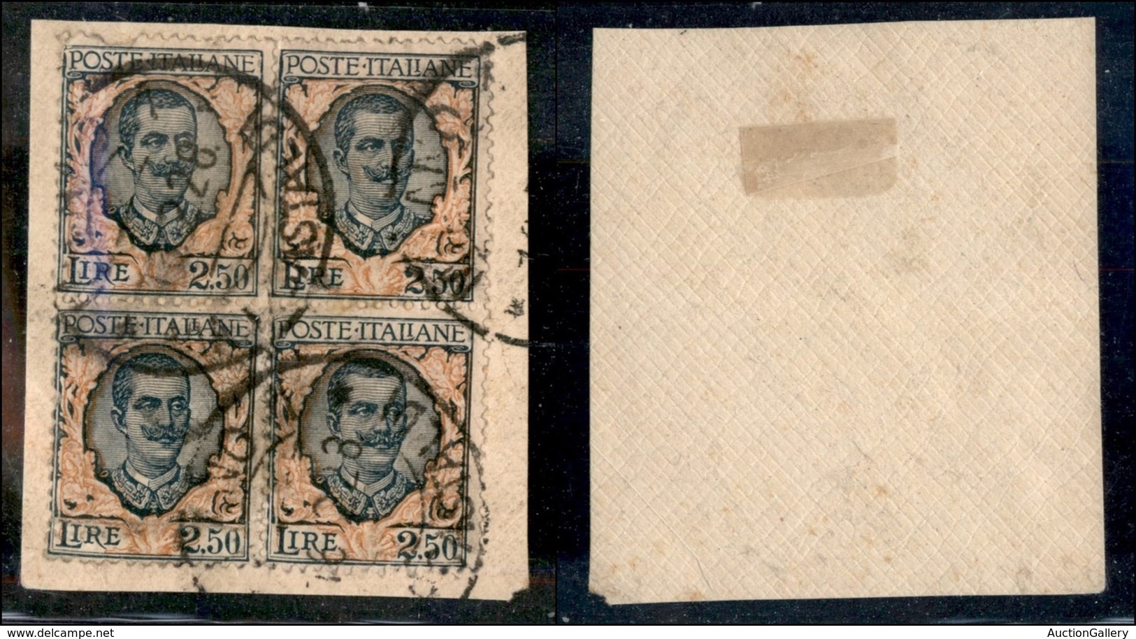 Regno - Posta Ordinaria - 1926 – 2.50 Lire Floreale (203) – Quartina Usata Su Frammento (140+) - Other & Unclassified
