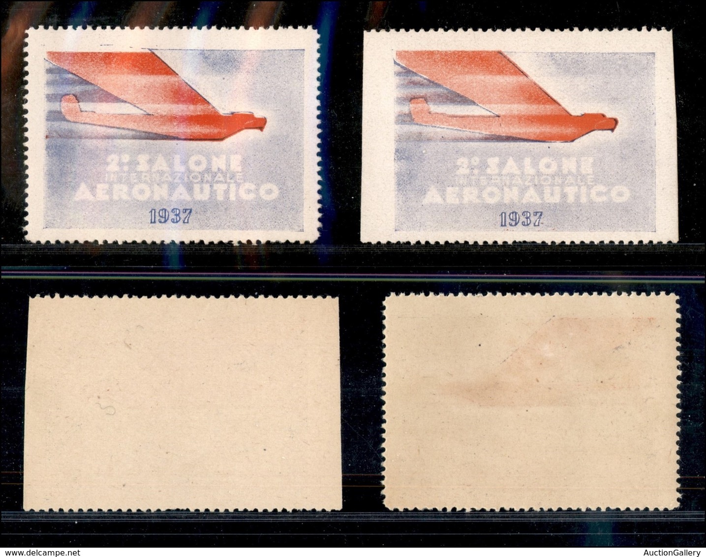 Regno - Posta Aerea - Manlio - 2° Salone Aeronautico 1937 - Due Vignette Chiudilettera Nuove - Altri & Non Classificati
