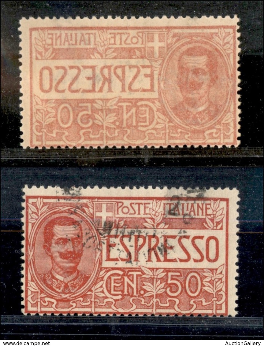 Regno - Espressi - 1920 - Espressi 50 Cent (4e-varieta) Usato Con Decalco Diritto - Non Catalogato - Otros & Sin Clasificación