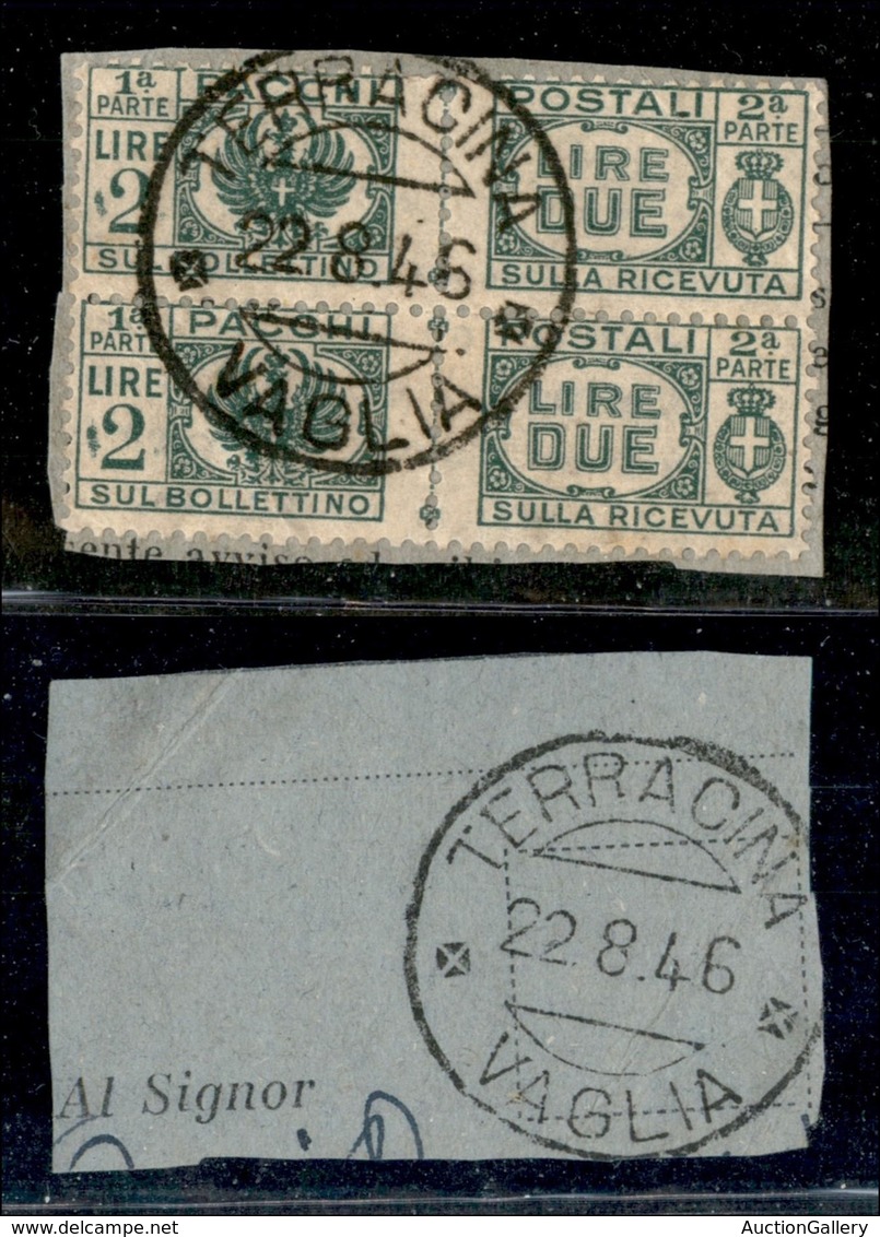 Regno - Pacchi Postali - 1946 - 2 Lire (61) - Coppia Verticale Usata Su Frammento (20+) - Sonstige & Ohne Zuordnung