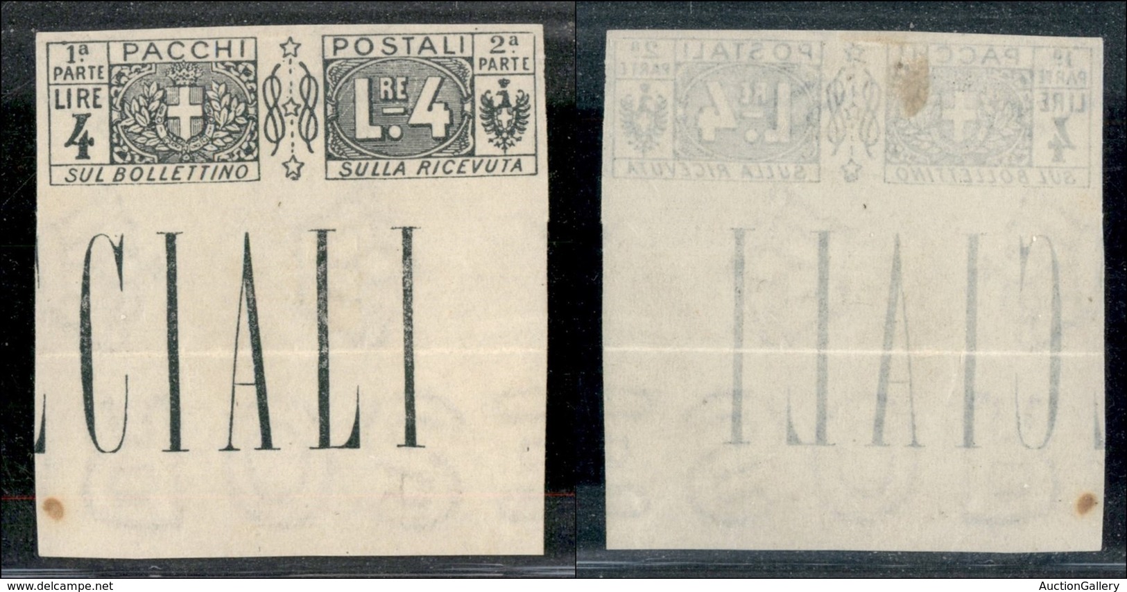 Regno - Pacchi Postali - 1925 - Falso Di Milano - 4 Lire (F15a) - Non Dentellato Bordo Di Foglio In Basso - Senza Gomma - Altri & Non Classificati