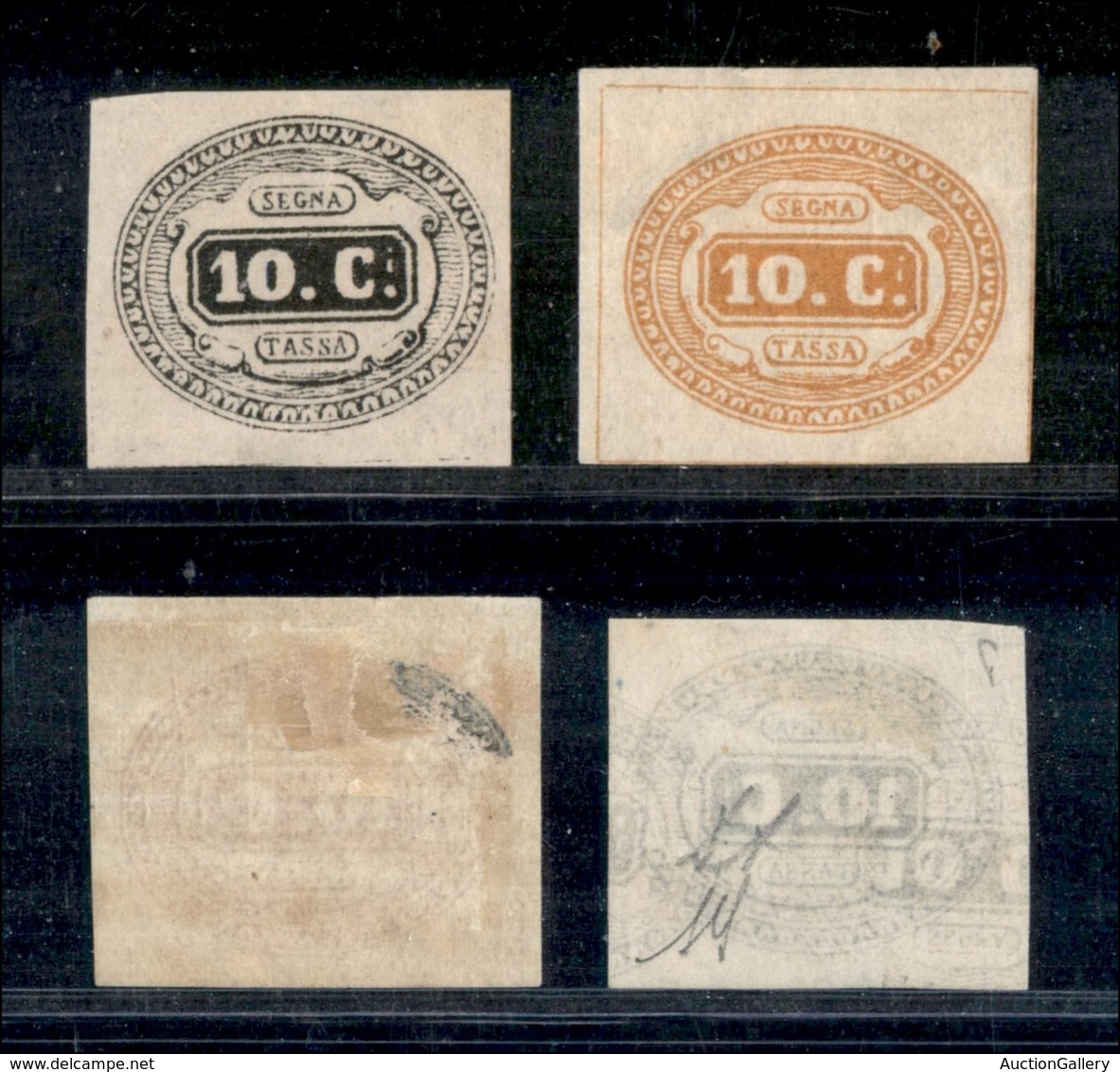 Regno - Segnatasse - 1863 - Prove - 10 Cent - Nero + Arancio - Diena - Altri & Non Classificati